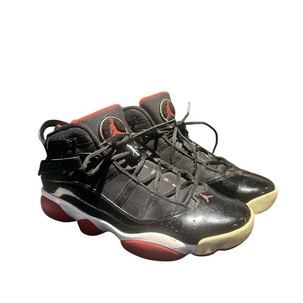 Air Jordan 6 Rings Men 10.5 Black and Red Sneakers 322992-062 Basketball High